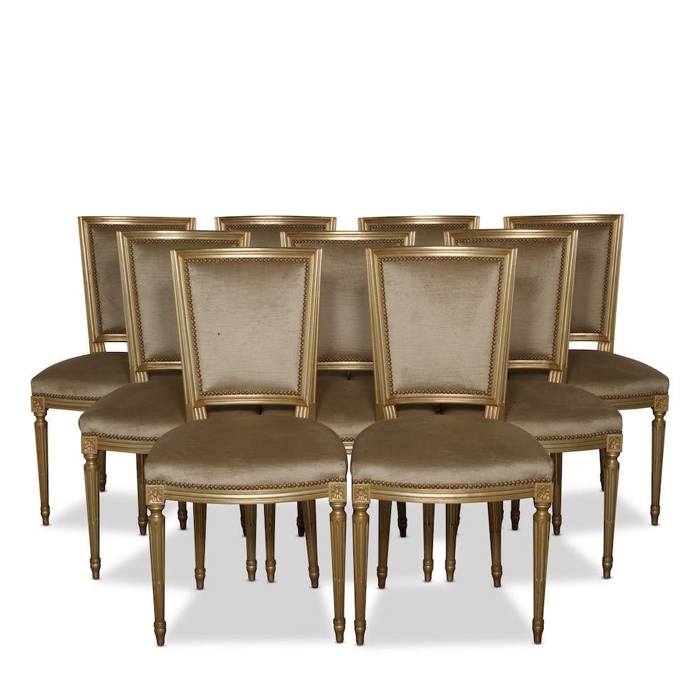 A SET OF NINE GILT WOOD DINING CHAIRS20th century (1 of 2)
