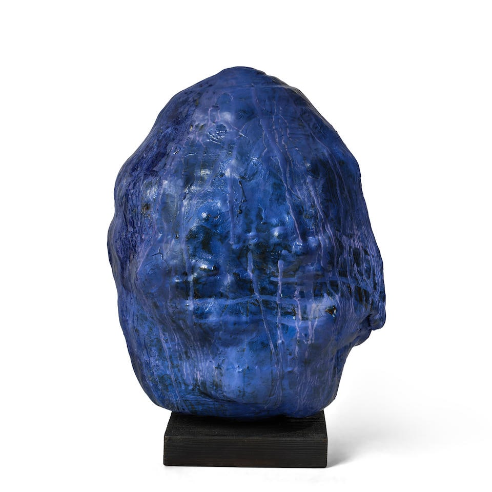 ADAM SILVERMAN (BORN 1963) Untitled2016glazed stoneware with custom burnt redwood base, incised ... (1 of 1)