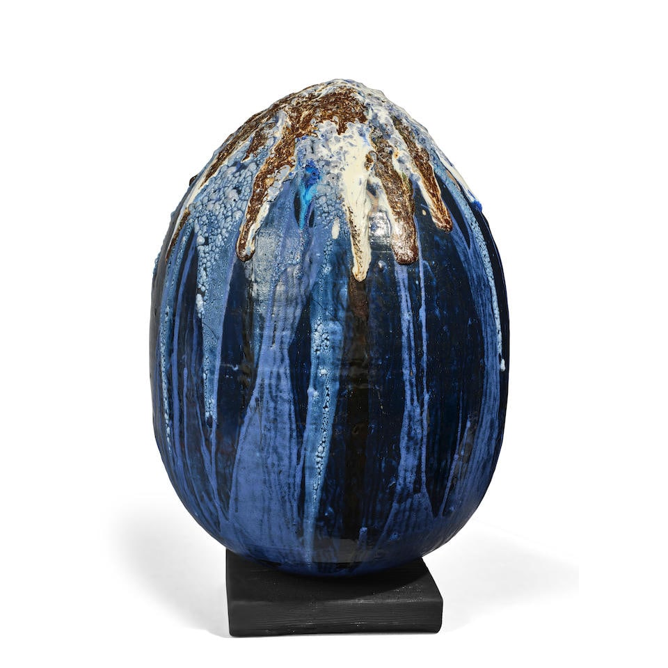 ADAM SILVERMAN (BORN 1963) Untitled (Closed Egg Form)2016glazed stoneware with custom burnt redw... (1 of 1)