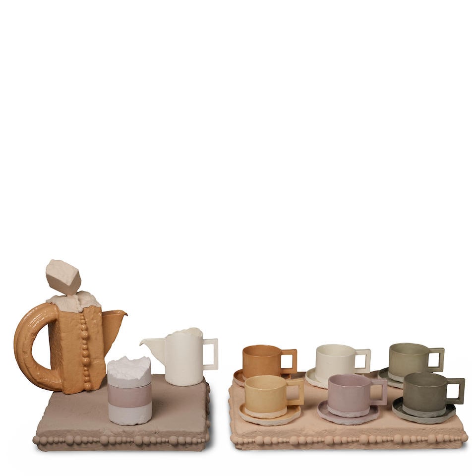 MT OBJECTS (ESTABLISHED 2015) Brutalist Tea Setcirca 2022glazed earthenware with engobe, compris... (1 of 5)
