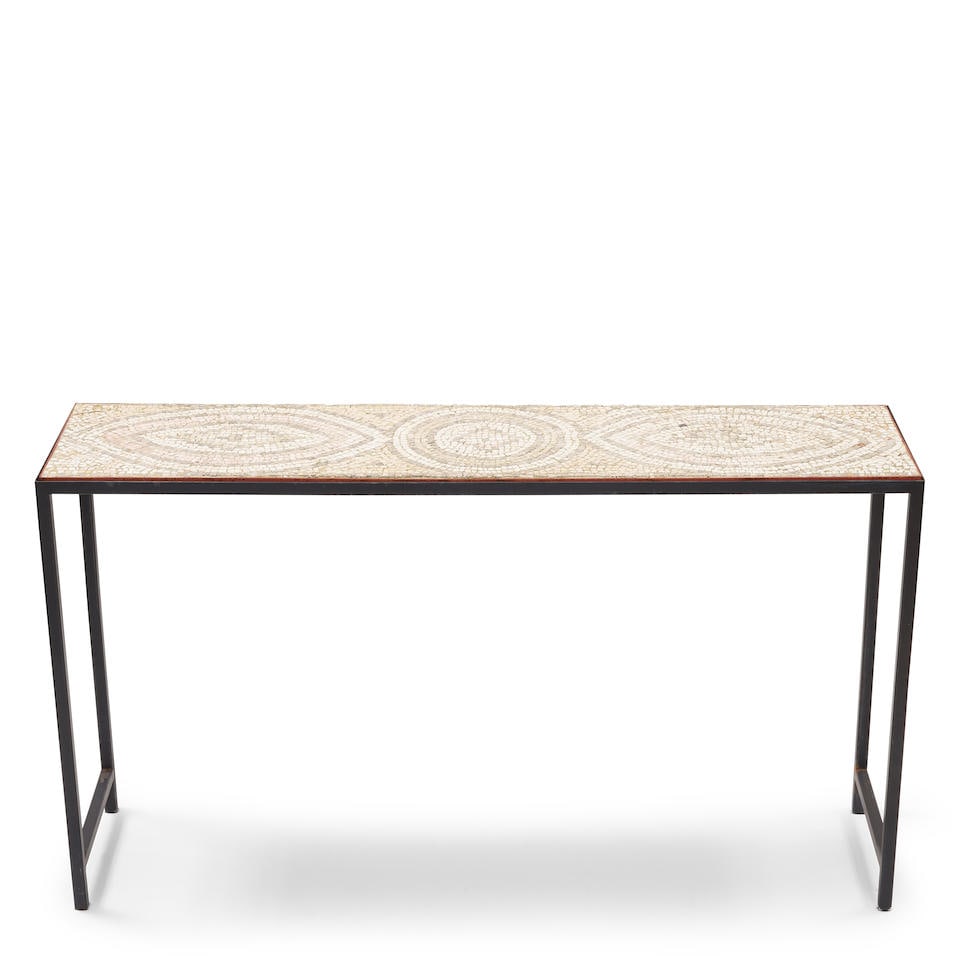 BLACKMAN CRUZ (ESTABLISHED 1993) Console With Mosaic Topsteel, antique marble mosaicheight 35 1/... (1 of 3)