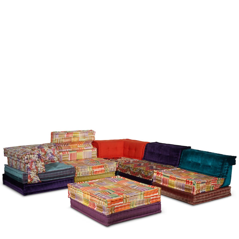HANS HOPFER (1931-2009) Mah Jong Sofa Systemdesigned 1971for Roche Bobois, upholstery with vario... (1 of 8)
