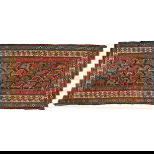 A GENDJI KAZAK RUG dimensions approximately 8 ft 5 in x 45 in (2.4 m x 1 m): A GENDJI KAZAK RUG Circa 1900, Caucasus dimensions approximately 8ft 5in x 45in (2.4m x 1m) Footnotes: Condition reports are not provided in catalog descriptions. The absence of a condition report doe