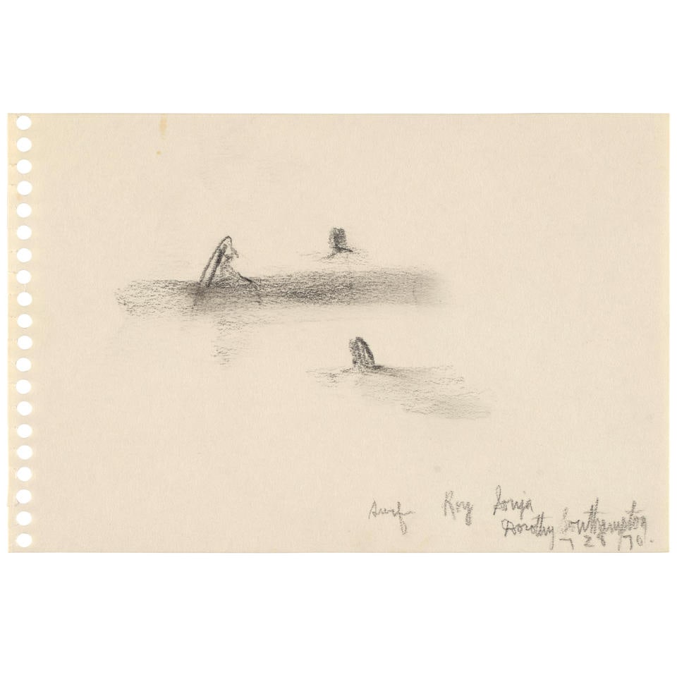 DAN FLAVIN (1933-1996) Surf 4 x 6 in (10.2 x 15.2 cm) (Executed in July 1970): DAN FLAVIN (1933-1996) Surf inscribed and dated 'Surf Roy Sonja Dorothy Southampton 7 28/70.' (lower right) graphite on paper 4 x 6 in (10.2 x 15.2 cm) Executed in July 1970 Footnotes: Provenance Gift