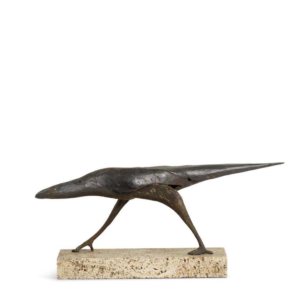 LEE BONTECOU (B. 1931) Untitled (bird): LEE BONTECOU (B. 1931) Untitled (bird) incised with initials 'LB' (to the underside) bronze Executed circa 1957 height 4 1/4 in (11 cm) Footnotes: Provenance Gift from Barbara Castelli to Dorothy Lich