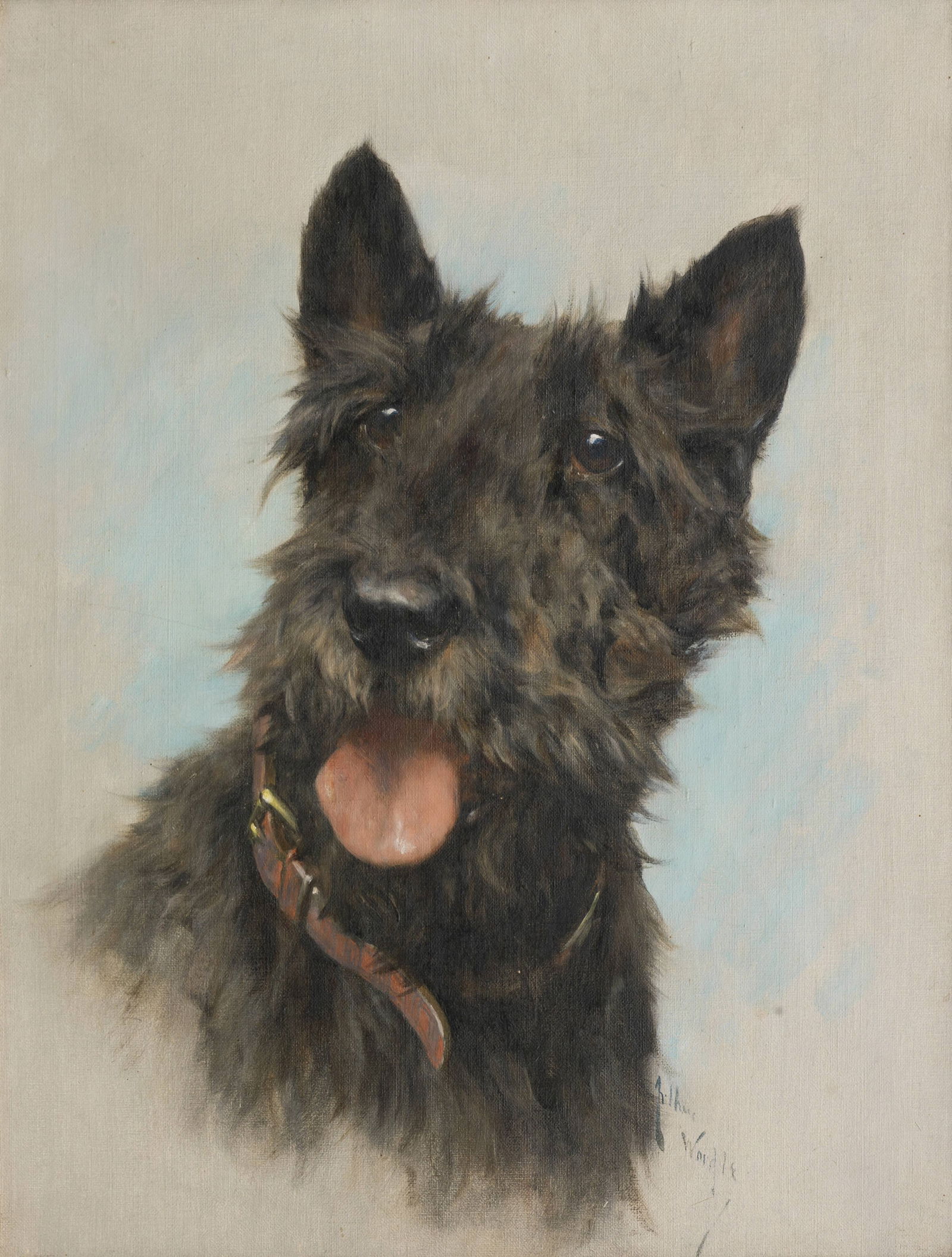 Arthur Wardle RI (British, 1864-1949) Portrait of a Scottish Terrier: Arthur Wardle RI (British, 1864-1949) Portrait of a Scottish Terrier signed 'Arthur Wardle' (lower right) oil on canvas 46 x 36cm (18 1/8 x 14 3/16in). Footnotes: Provenance Priva