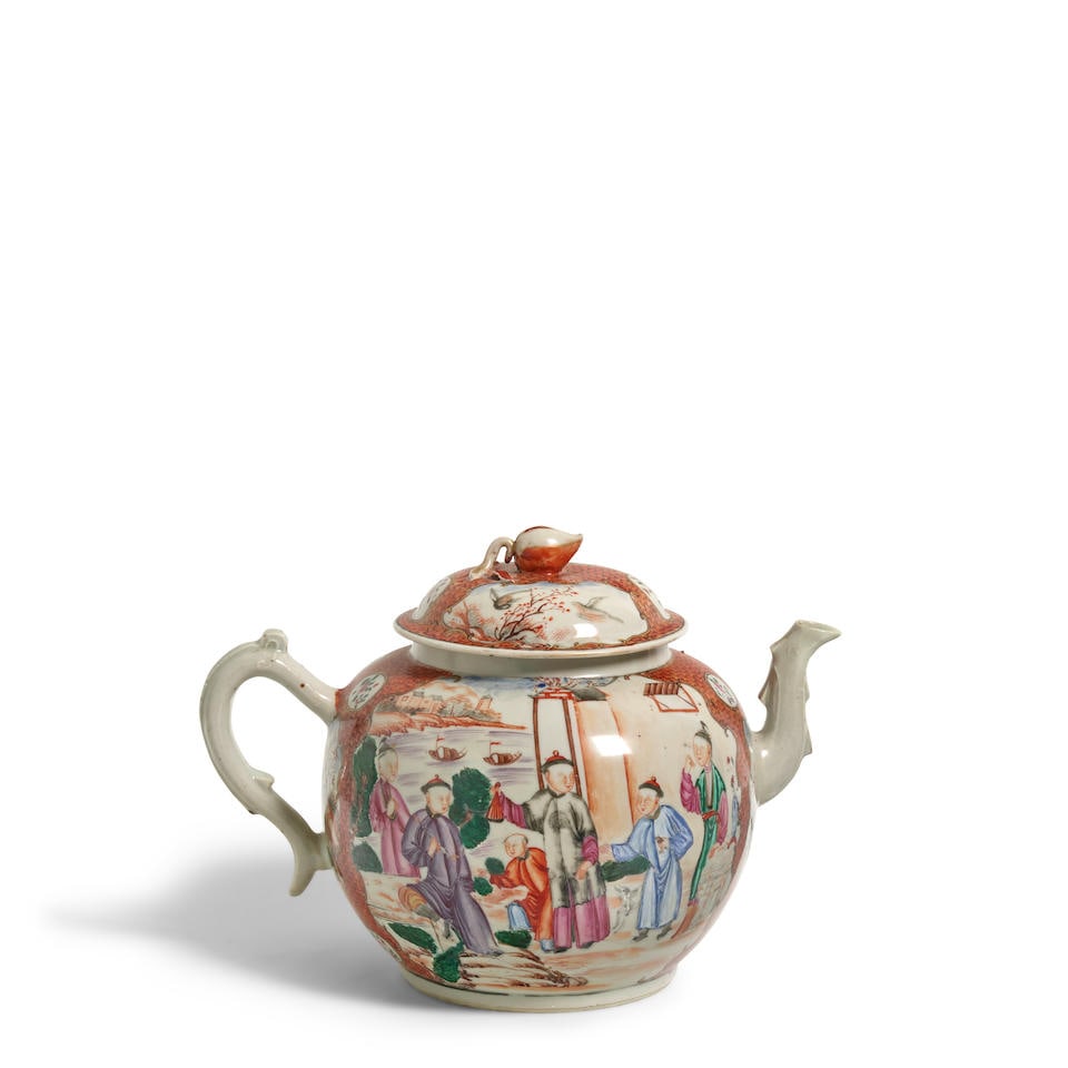A LARGE 'MANDARIN-PATTERN' FAMILLE ROSE TEAPOT AND COVER Qianlong (2) (1 of 4)