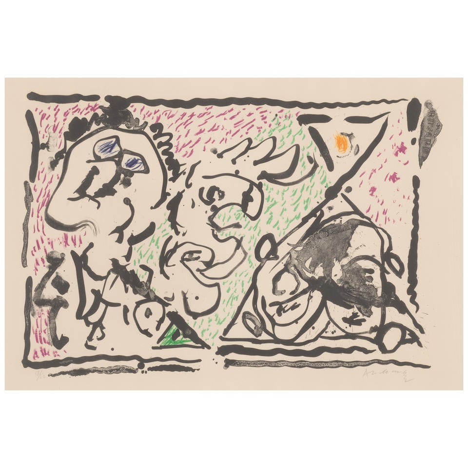 Pierre Alechinsky (born 1927); Blotter;: Pierre Alechinsky (born 1927) Blotter, 1964 Lithograph in colors on wove paper, signed in pencil and numbered 18/50, published/printed by Atelier Clot/Imprimerie Bramsen et Georges, Paris, with margin