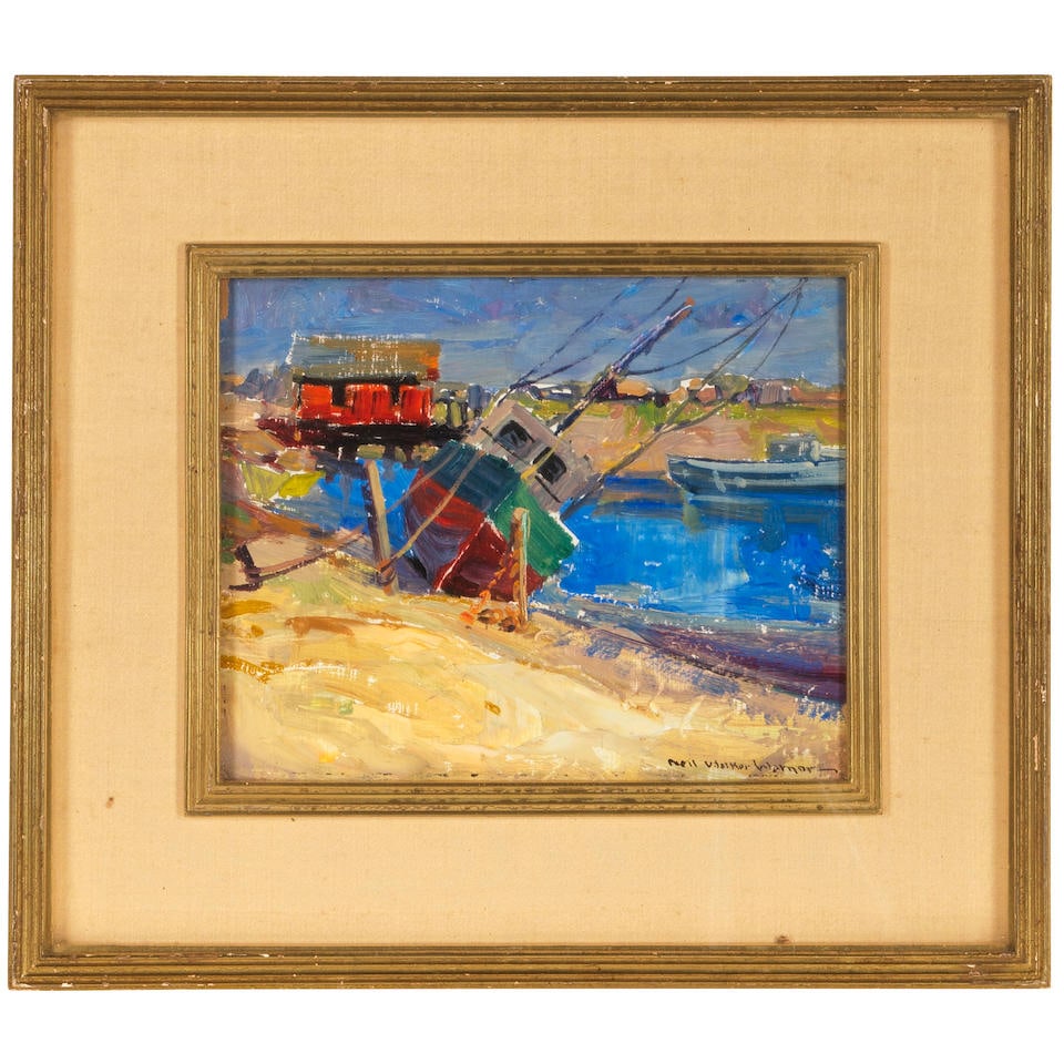 Nell Walker Warner (1891-1970) Beached 8 x 10 in.: Nell Walker Warner (1891-1970) Beached signed 'Nell Walker Warner' (lower right) and inscribed with title (on the reverse) oil on board 8 x 10 in. Footnotes: Provenance Property from a Notable Califor