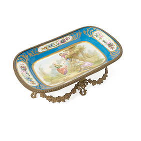 A LOUIS XV STYLE GILT BRONZE MOUNTED SÈVRES STYLE PORCELAIN CENTER BOWL Late 19th century (1 of 1)