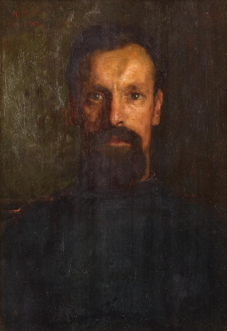 Henry Scott Tuke, RA, RWS (British, 1858-1929) Portrait of Philip Harvey: Henry Scott Tuke, RA, RWS (British, 1858-1929) Portrait of Philip Harvey signed with initials and dated 'H.S.T./Nov 1883' (upper left) oil on panel 33 x 23.5cm (13 x 9 1/4in). Footnotes: Provenance Th