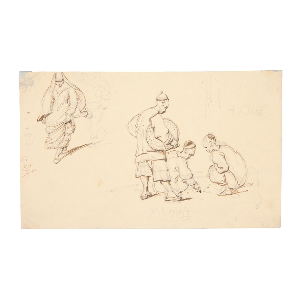 George Chinnery (London 1774-1852 Macau) A study of men playing dice and a study of a woman in r... (1 of 2)