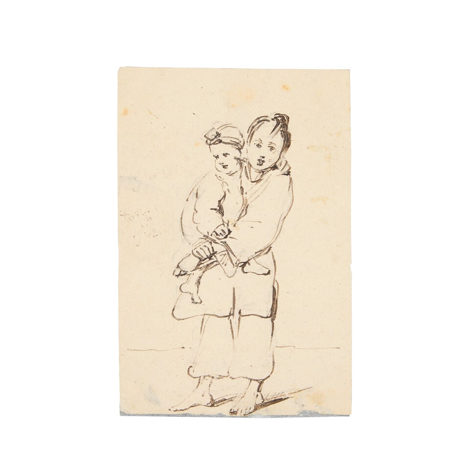 George Chinnery (London 1774-1852 Macau) Portrait of a Chinese woman holding a child (1 of 2)