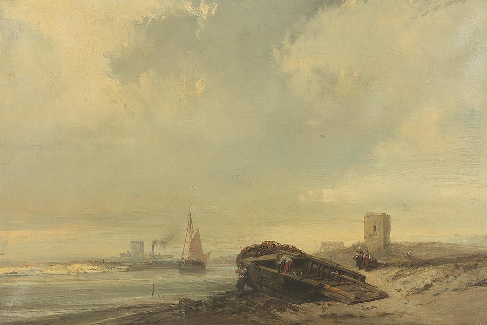 Charles Hoguet (French, 1821-1870) A busy estuary: Charles Hoguet (French, 1821-1870) A busy estuary signed and dated 'C Hoguet 1846' (lower left) oil on canvas 50.8 x 74.5cm (20 x 29 5/16in). For further information on this lot please visit Bonhams.c