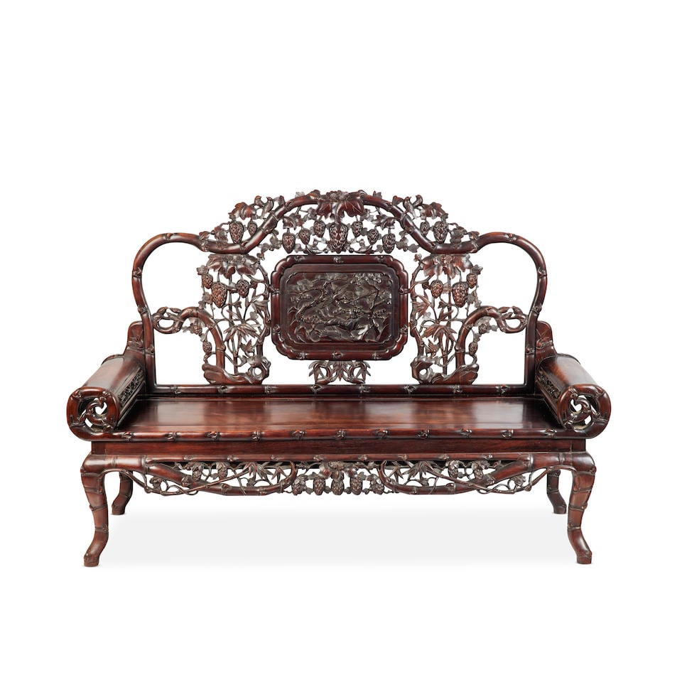 An early 20th century Chinese carved hardwood sofa (1 of 1)