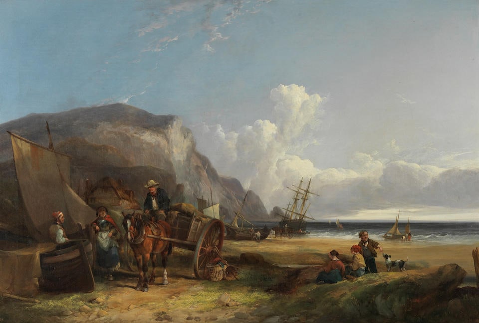 William Shayer, Snr. (British, 1787-1879) Bringing in the catch (1 of 3)