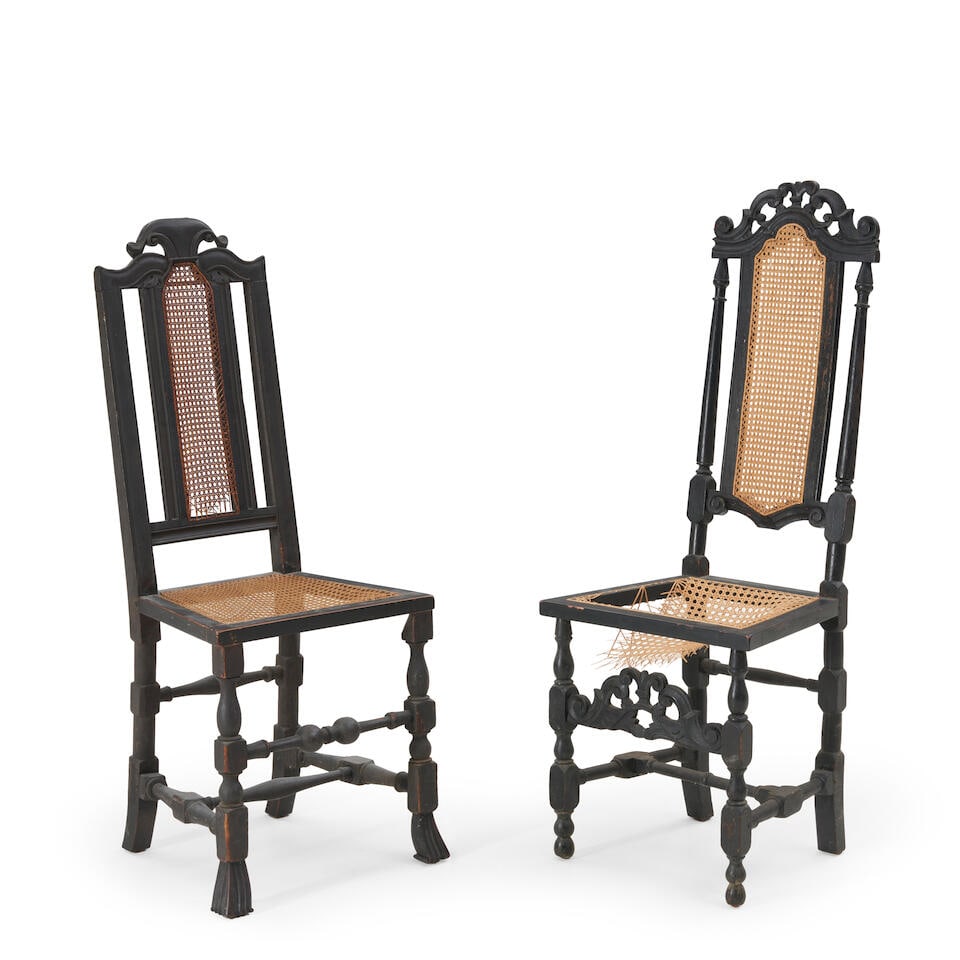 Two William & Mary  Beech and Maple Side Chairs New England, early 18th century (1 of 2)