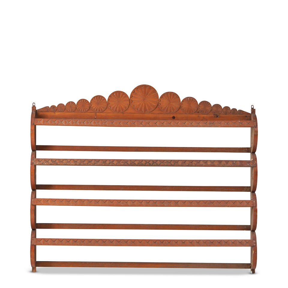 Carved Folk Art Maple and Pine Spoon Rack United States, early 20th century (1 of 2)