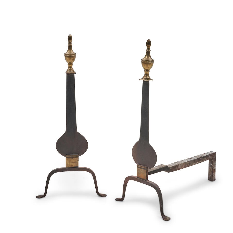 Pair of Knifeblade Andirons possibly Isaac Coughlin, New York, New York, c. 1810 (1 of 2)