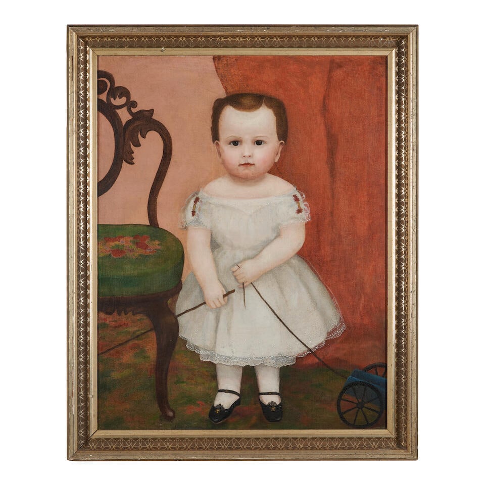 American School Portrait of a Child with Toy Cannon and Whip, c. 1860 (1 of 3)