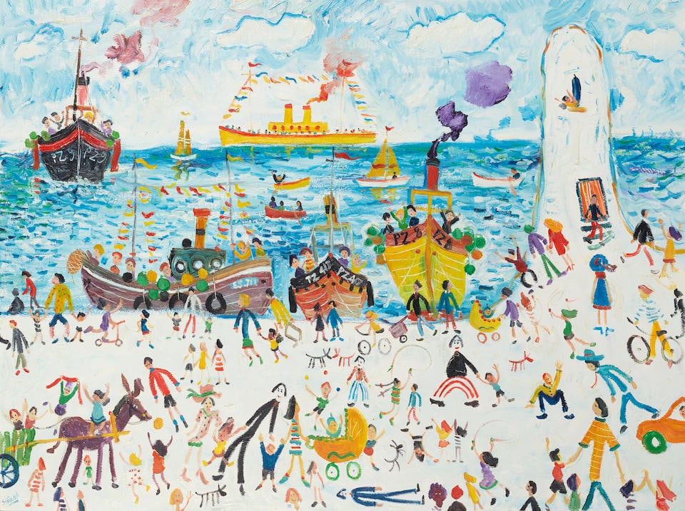 Simeon Stafford (British, born 1956) St Ives Regatta: Simeon Stafford (British, born 1956) St Ives Regatta signed 'SIMEON' (lower left); titled and numbered '10.44 St. Ives Regatta' (to stretcher bar) oil on canvas 90 x 120.5cm (35 7/16 x 47 7/16in). Thi