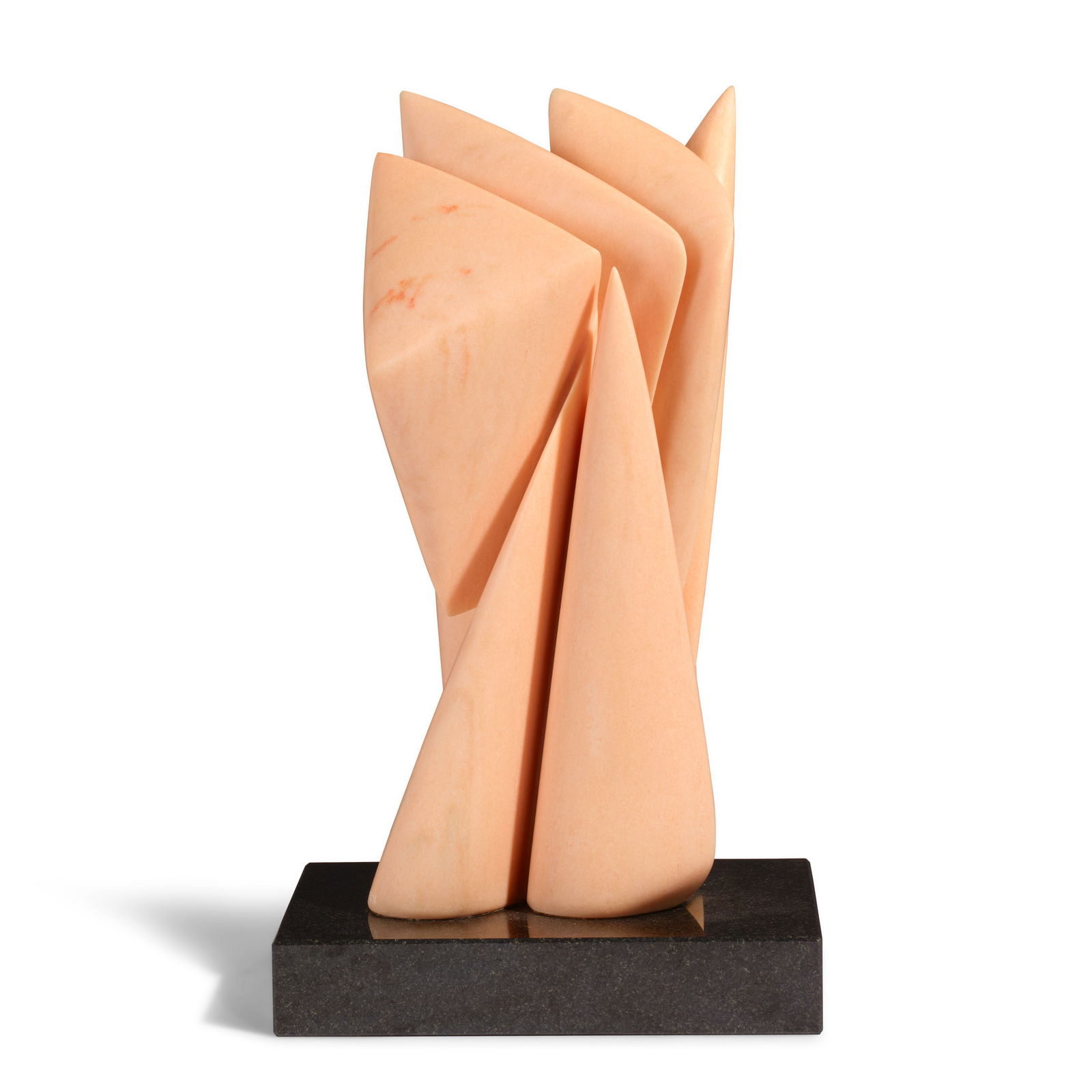 PABLO ATCHUGARRY (BORN 1954) Untitled2009pink Portugal marble, black granite base, incised 'ATCH...: PABLO ATCHUGARRY (BORN 1954) Untitled 2009 pink Portugal marble, black granite base, incised 'ATCHUGARRY' along lower edge height 19 3/4in (50.2cm); width 9in (22.9cm); depth 6in (15.2cm); height with