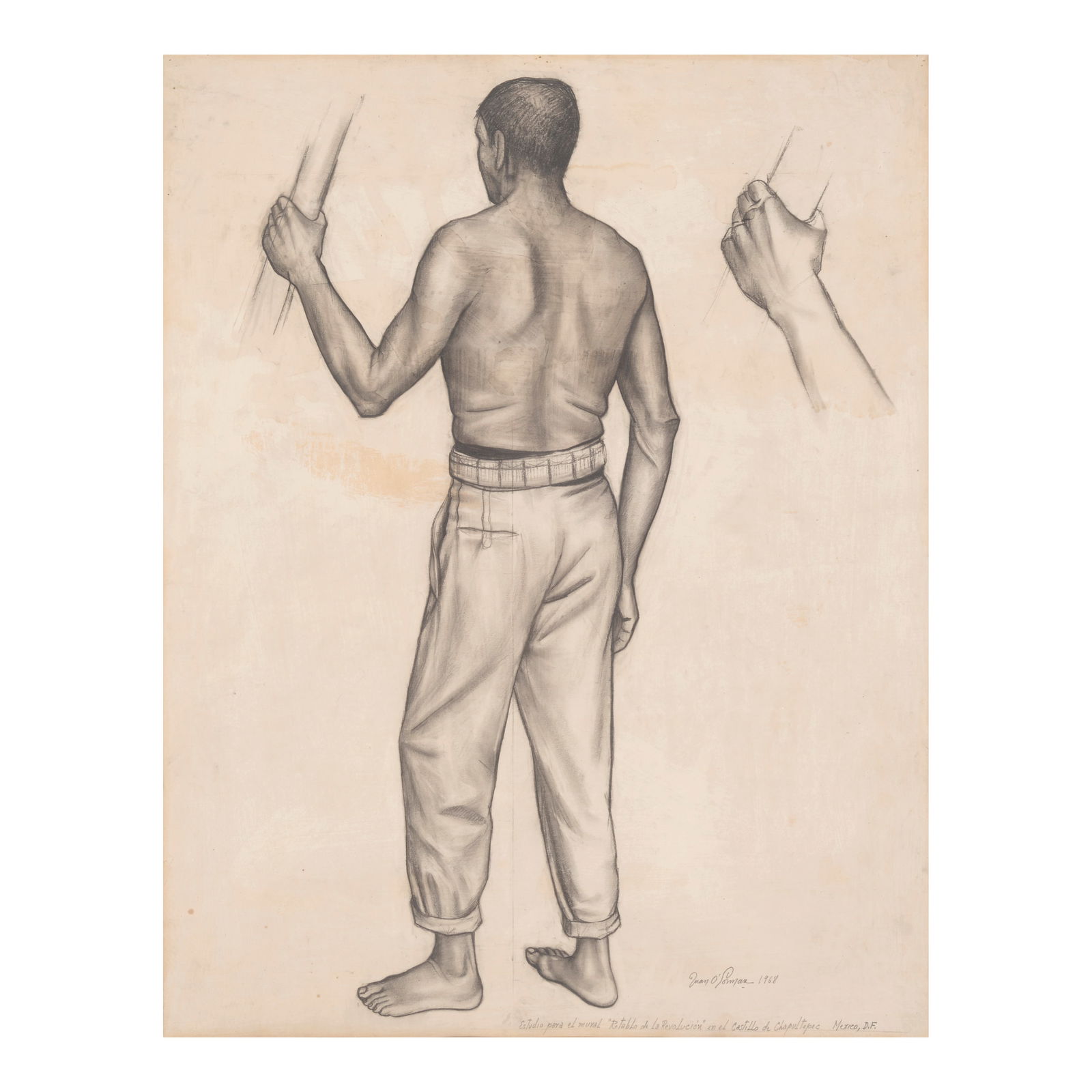 JUAN O'GORMAN (1905-1982) Study for 'Retablo de la Revolucion' Mural at Chapultepec Castle (Man ... (1 of 1)