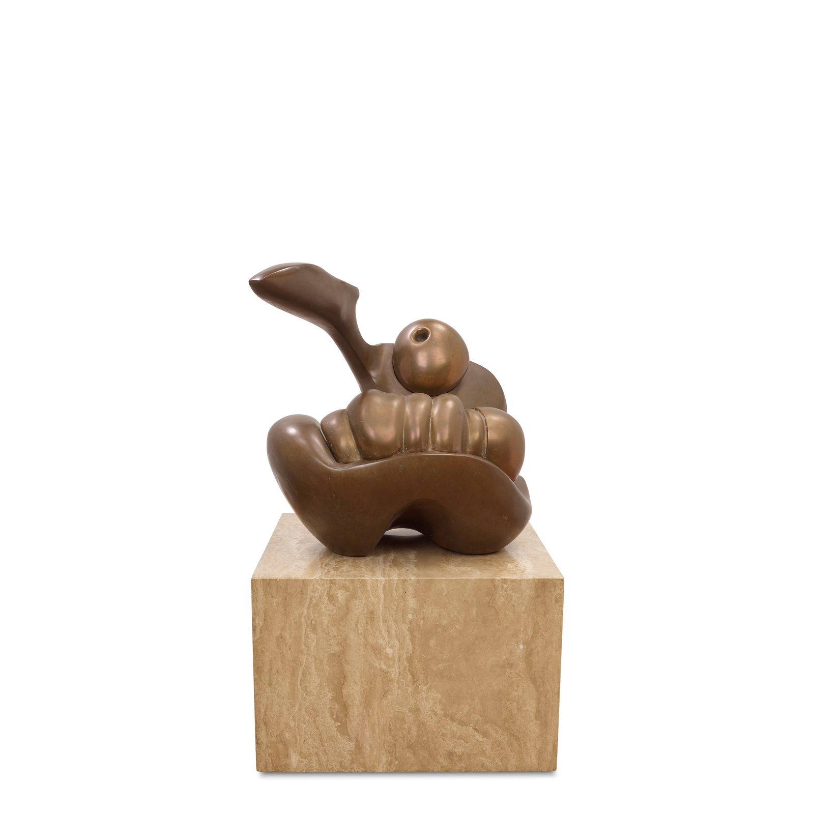 BERNARD MEADOWS (1915-2005) Pointing Figure with Child1966bronze with later marble pedestalheigh...: BERNARD MEADOWS (1915-2005) Pointing Figure with Child 1966 bronze with later marble pedestal height 29 1/2in (74.9cm); width 27 1/2in (69.8cm); depth 26in (66.1cm) Footnotes: Literature A. Bowness,