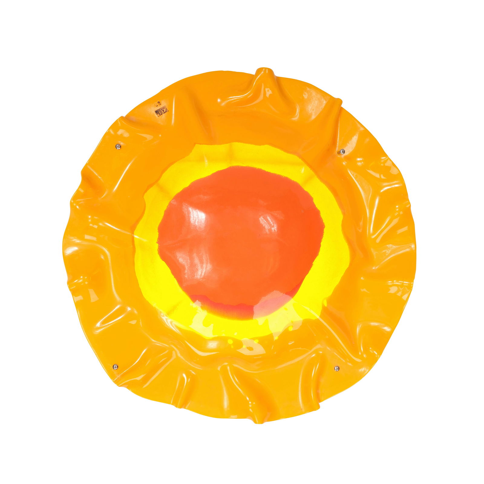 GAETANO PESCE (1939-2024) Red and Yellow Wall Lightcirca 1986for Fish Design, cast resin, steel ...: GAETANO PESCE (1939-2024) Red and Yellow Wall Light circa 1986 for Fish Design, cast resin, steel hardware, marked 'FISH DESIGN 35' along upper edge diameter 28in (71.1cm); depth 5 1/2in (14cm)