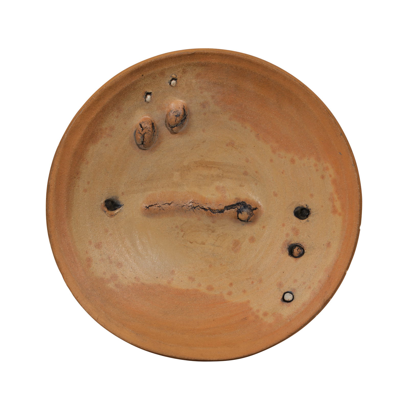 PETER VOULKOS (1924-2002) Charger1973stoneware with porcelain push-throughs, painted 'Voulkos 73...: PETER VOULKOS (1924-2002) Charger 1973 stoneware with porcelain push-throughs, painted 'Voulkos 73' on underside height 3 1/2in (9cm); diameter 18 3/4in (47.6cm) Footnotes: PROVENANCE Private Collecti