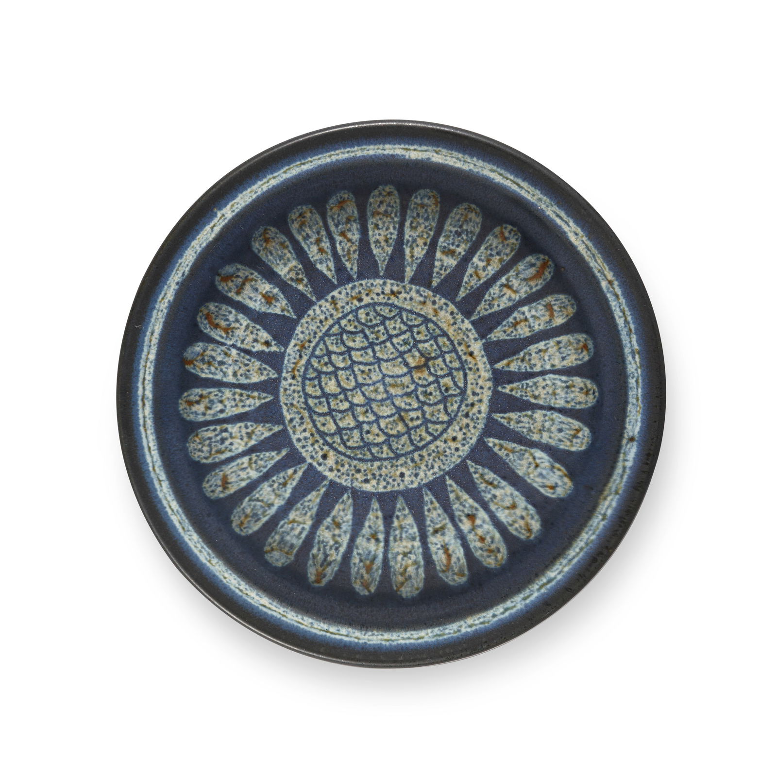 HARRISON MCINTOSH (1914-2016) Low Bowlglazed stoneware, with stamped artist's chop mark and stud...: HARRISON MCINTOSH (1914-2016) Low Bowl glazed stoneware, with stamped artist's chop mark and studio sticker on underside height 1 1/2in (4cm); 9in (23cm) Footnotes: PROVENANCE The Estate Ceramics Coll