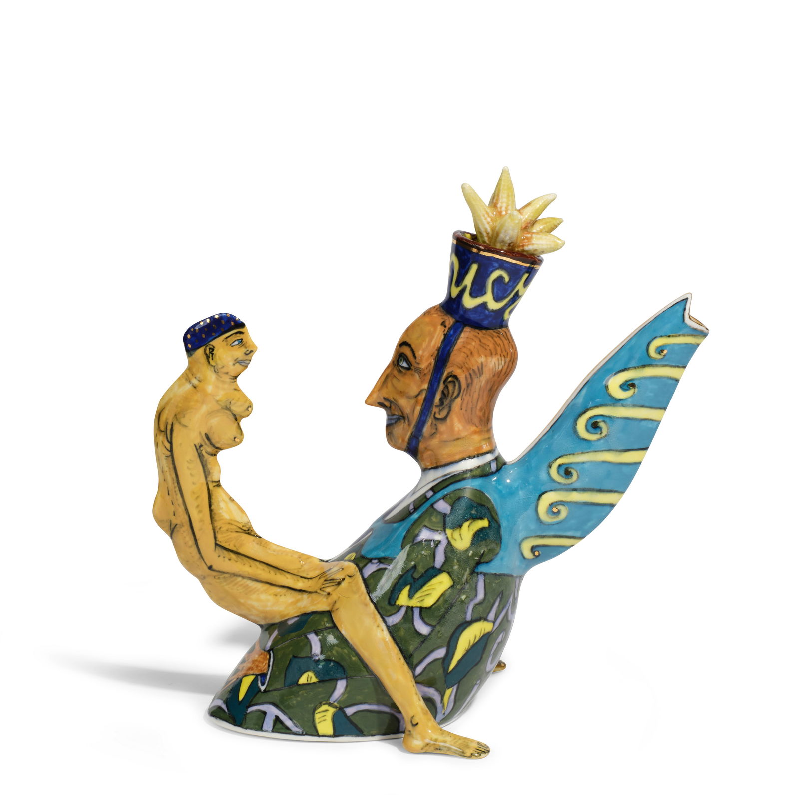 SERGEI ISUPOV (BORN 1963) Nightcap (Teapot)1994glazed and gilt-decorated porcelain, signed in gl...: SERGEI ISUPOV (BORN 1963) Nightcap (Teapot) 1994 glazed and gilt-decorated porcelain, signed in glaze 'UCYPOF' along outer edge of top rim height with lid 8 1/2in (21.5cm); width 9 1/2in (24.2cm); dep