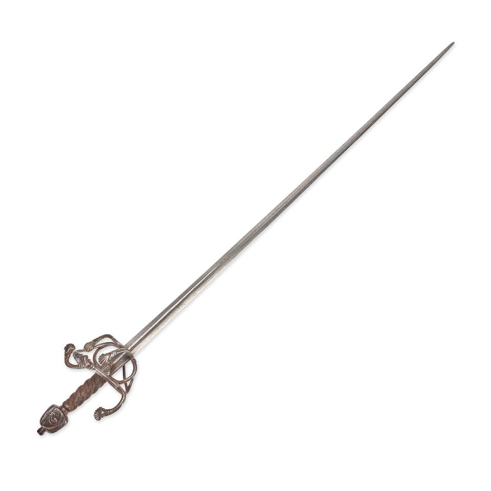 A 17TH CENTURY EUROPEAN SWEPT HILT RAPIER, (1 of 3)