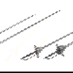 TWO SPANISH/SPANISH COLONIAL CUP HILT RAPIERS,: TWO SPANISH/SPANISH COLONIAL CUP HILT RAPIERS, first half of the 18th century. The hilts with forged iron cross guards and knuckle bows, deep cup guards, round pommels, turned/carved wood grips and st