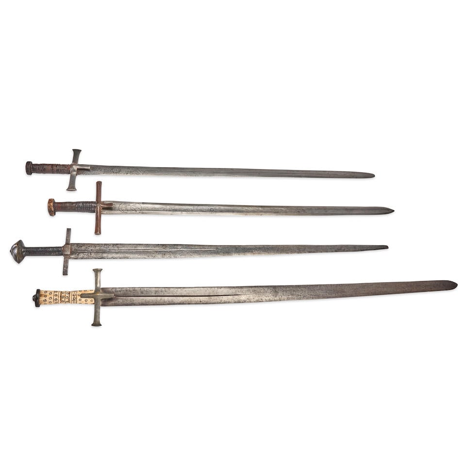 FOUR AFRICAN/SUDANESE KASKARA SWORDS, (1 of 3)