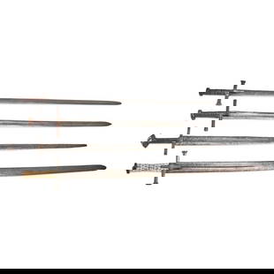 FOUR AFRICAN/SUDANESE KASKARA SWORDS,: FOUR AFRICAN/SUDANESE KASKARA SWORDS, 19th century. Each with simple hilts, cross guards and straight single-edge blades. Overall lg. to 43 1/4 in. For further information on this lot please visit Bon