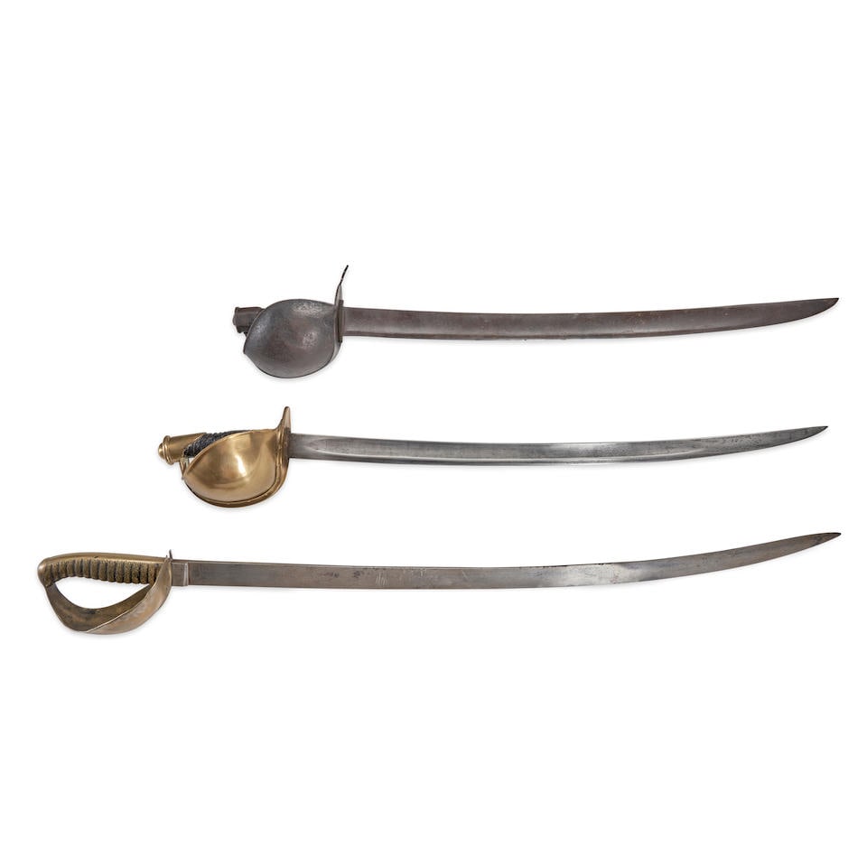 THREE 19TH CENTURY NAVAL CUTLASSES. (1 of 3)