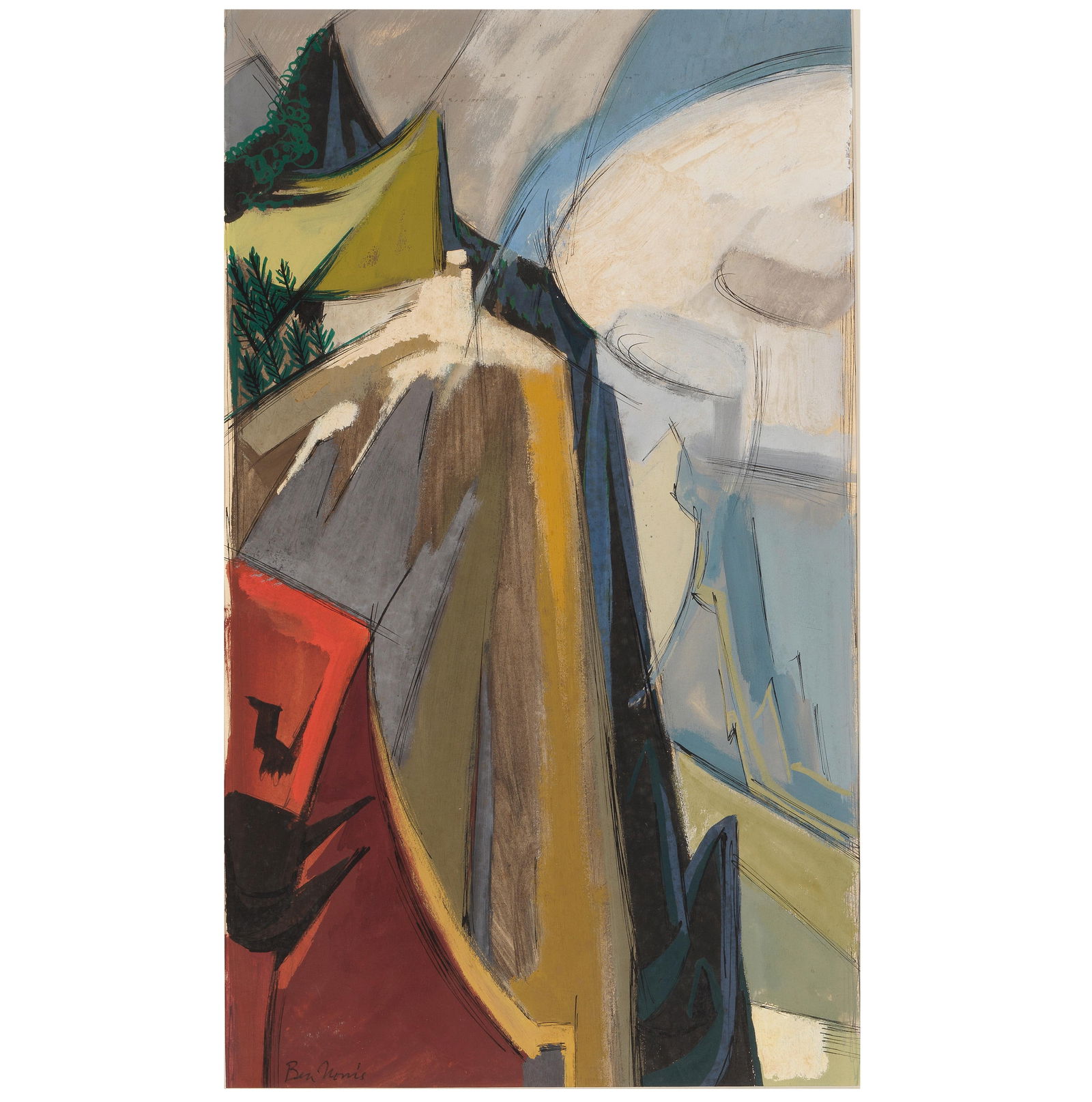 Ben (Robert Benjamin) Norris (1910-2006) The Pali - Study image 17 1/2 x 10 1/4 in. (44.4 x 26.0...: Ben (Robert Benjamin) Norris (1910-2006) The Pali - Study signed 'Ben Norris' (lower left) gouache and ink on paper image 17 1/2 x 10 1/4 in. (44.4 x 26.0 cm) Painted circa 1950. Footnotes: