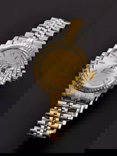 ROLEX | DATEJUST, REF.69173, A YELLOW GOLD AND STAINLESS STEEL BRACELET WATCH WITH DATE, CIRCA 1990: ROLEX | DATEJUST, REF.69173, A YELLOW GOLD AND STAINLESS STEEL BRACELET WATCH WITH DATE, CIRCA 1990 Case No: E689602 Calibre: 2135, automatic, signed Dial: Sunburst champagne, signed Case: 26mm, 18k y