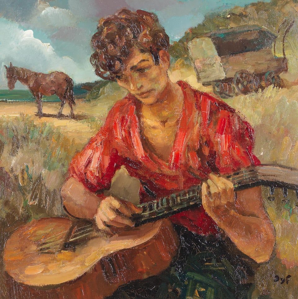 Marcel Dyf (French, 1899-1985) Le gitan à la guitare: Marcel Dyf (French, 1899-1985) Le gitan à la guitare signed 'Dyf' (lower right) oil on canvas 70 x 70cm (27 9/16 x 27 9/16in). Footnotes: The authenticity of this work has been confirmed by Madam