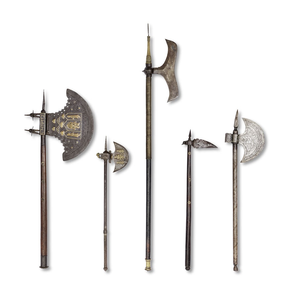 Five steel Axes (tabars) India, 18th - 19th Century(5) (1 of 2)