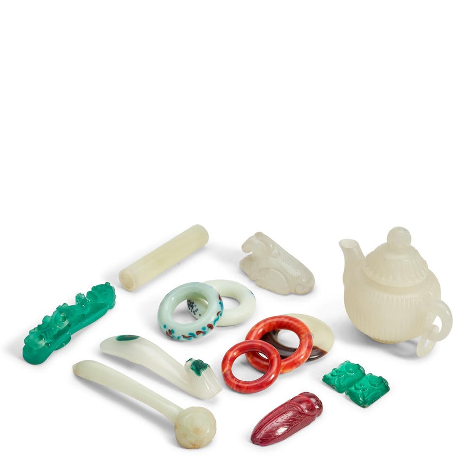 A GROUP OF MOSTLY CHINESE GLASS DECORATIONS 20th century (1 of 1)