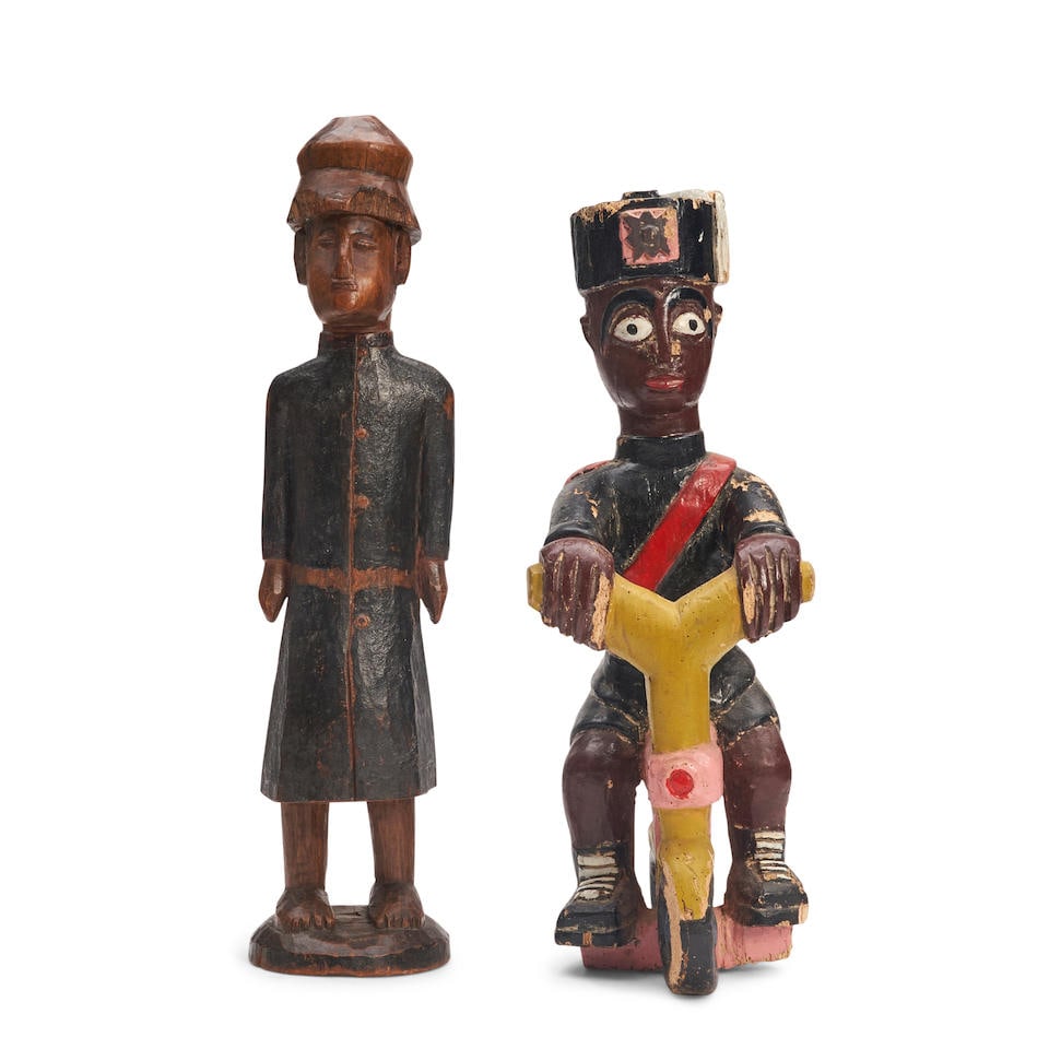 TWO CARVED AND PAINTED COLON FIGURES (1 of 2)