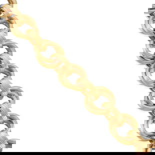 14K GOLD FANCY CHAIN BRACELET: 14K GOLD FANCY CHAIN BRACELET &#8226; 14k yellow gold &#8226; Italy &#8226; Length 7 1/2 in., width 3/4 in. &#8226; Estimated gross weight: 35.8 grams  Footnotes: Overall condition, very good Metal st