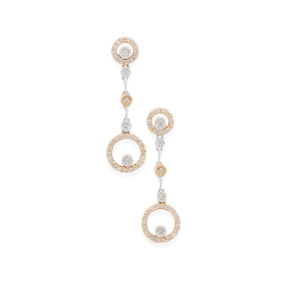 18K BI-COLOR GOLD AND DIAMOND EARRINGS (1 of 3)