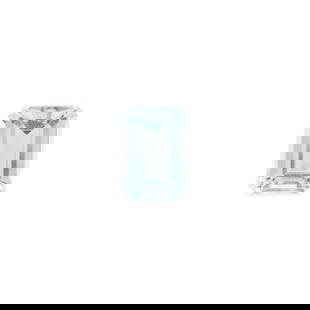 LOOSE AQUAMARINE: LOOSE AQUAMARINE &#8226; Weighing 16.37 carats Footnotes: Overall condition, very good Aquamarine: very, very slightly greenish blue, eye-clean, shows some chips at facet junctions This condition repo