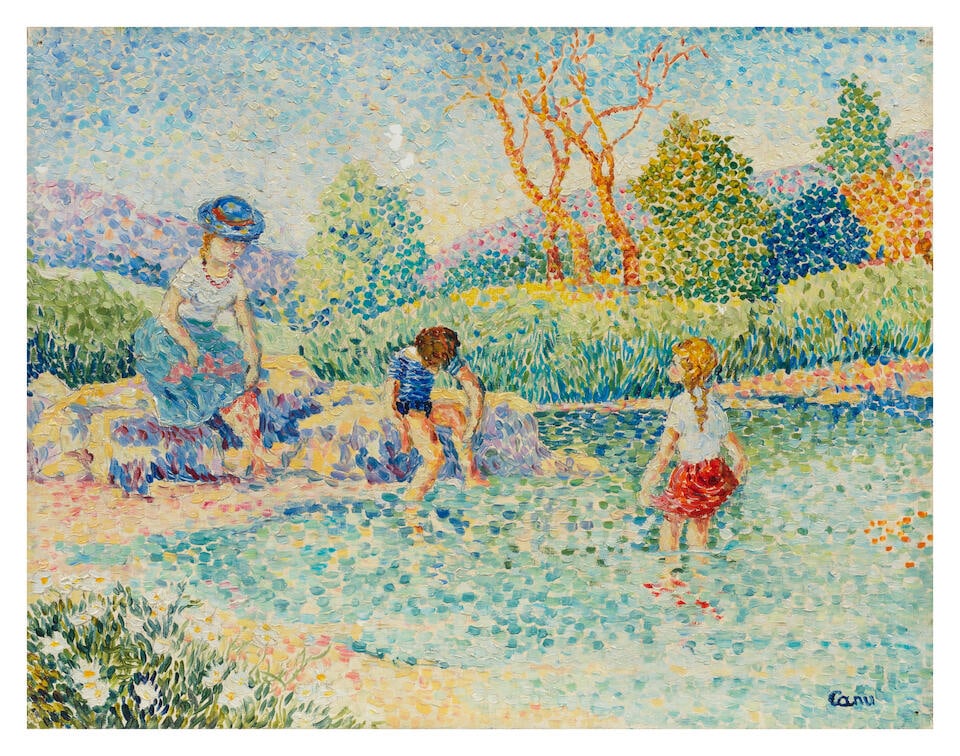 YVONNE CANU (1921-2007) La garde: YVONNE CANU (1921-2007) La garde signed 'Canu' (lower right); signed and inscribed '560 la garde Y. Canu' (on the reverse) and further inscribed '560' (on the stretcher) oil on canvas, unframed 27.2 x