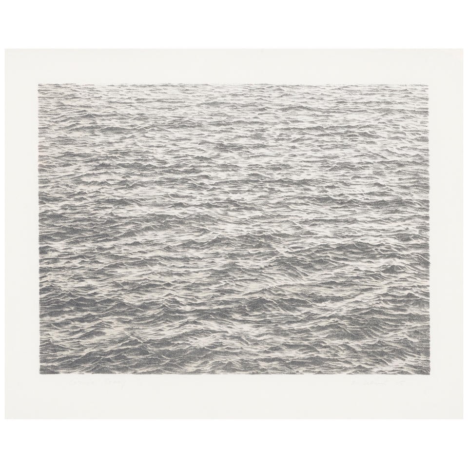VIJA CELMINS (B. 1939); Ocean, from Untitled Portfolio;: VIJA CELMINS (B. 1939) Ocean, from Untitled Portfolio (Cirrus p. 206), 1975 Lithograph on Twinrocker Handmade Rag paper, signed in pencil, dated and annotated 'Cirrus Proof' (aside from the edition of