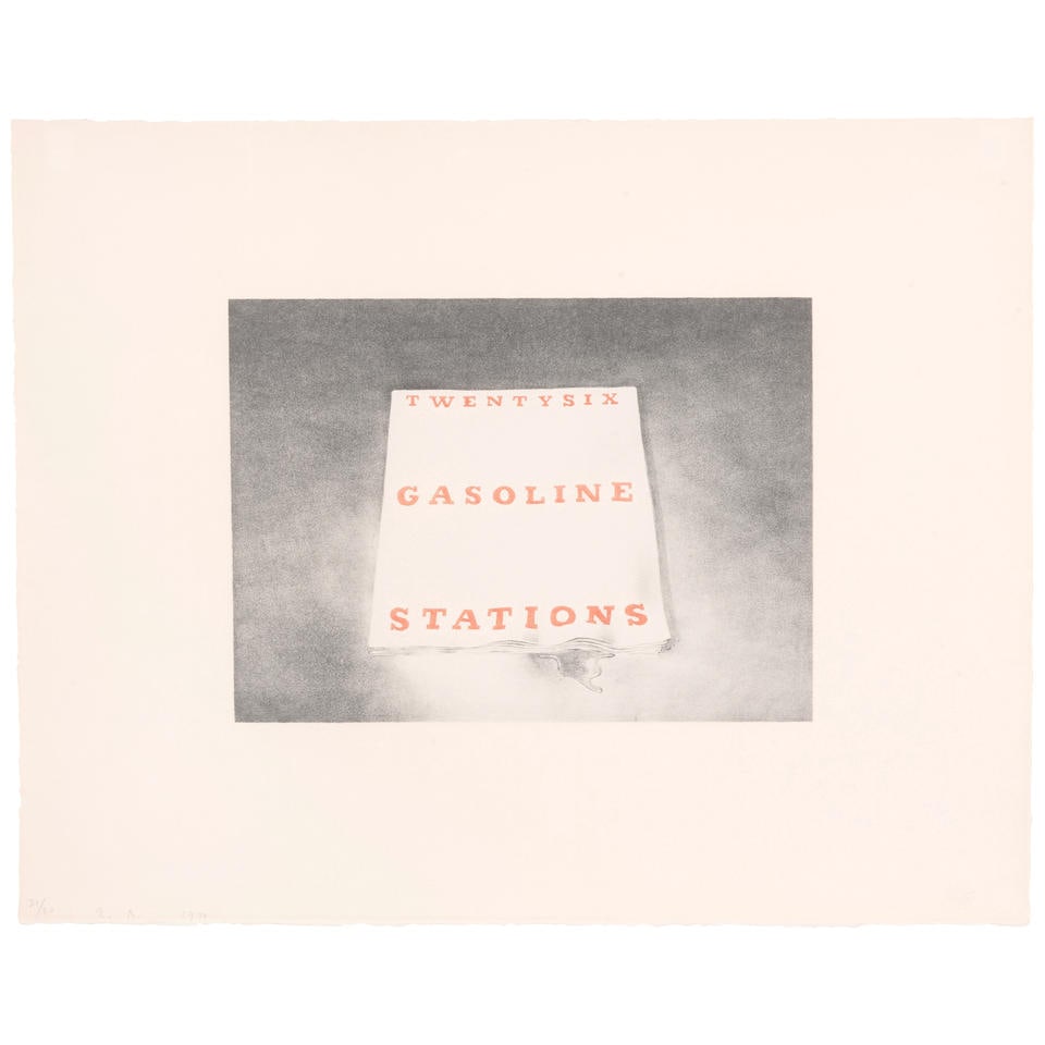 ED RUSCHA (B. 1937); Twentysix Gasoline Stations, from Book Covers;: ED RUSCHA (B. 1937) Twentysix Gasoline Stations, from Book Covers (Engberg 45), 1970 Lithograph in colors on Arches paper, signed in pencil, dated and numbered 21/30 (there were also 3 artist's proofs