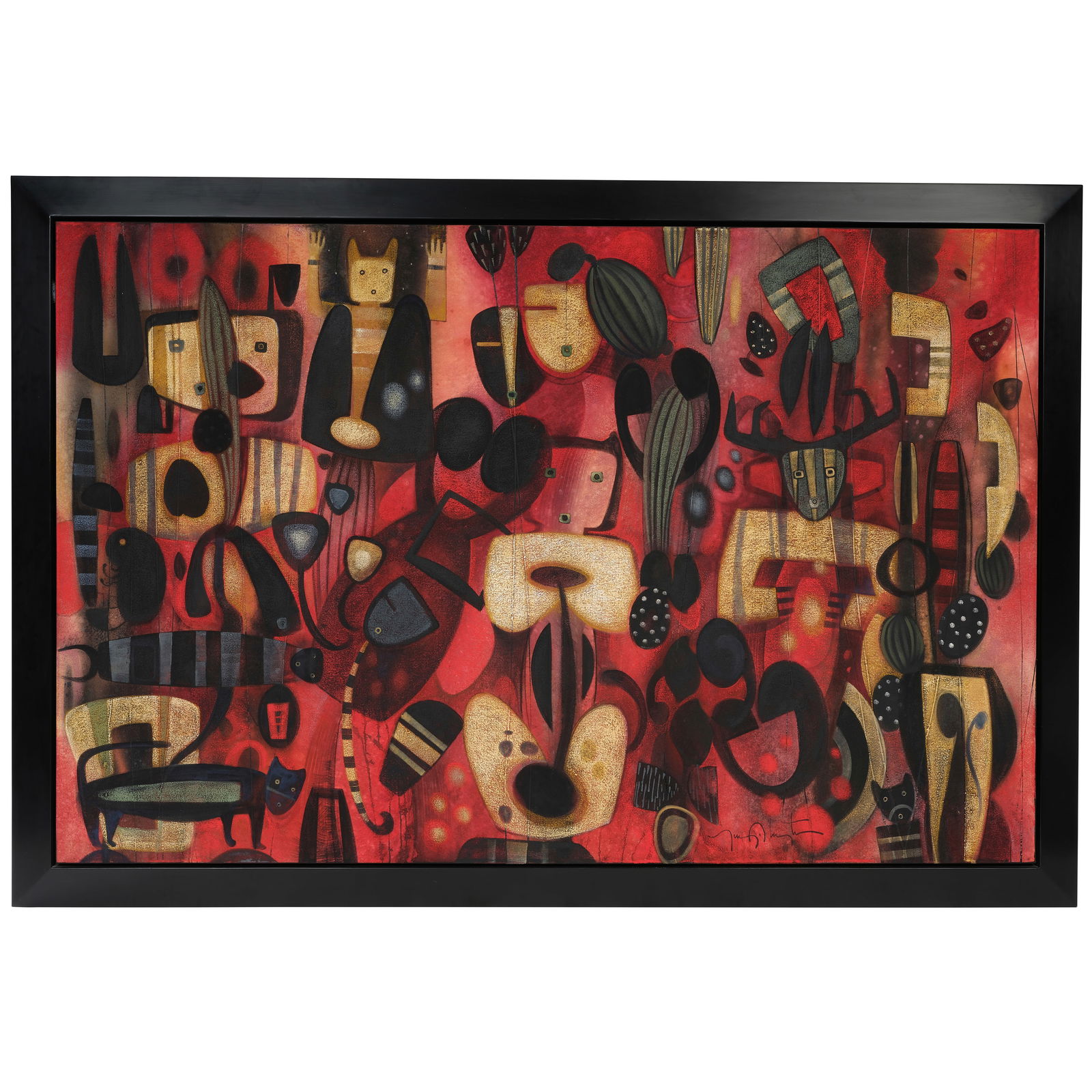 A Tony Abeyta painting, 'As You Paint Beside Me', 2011: Tony Abeyta Diné (Navajo), (b. 1965), 'As You Paint Beside Me', 2011, oil and mixed media on canvas, signed lower right, signed and titled verso. height 52in, width 80in This lot is subject to th